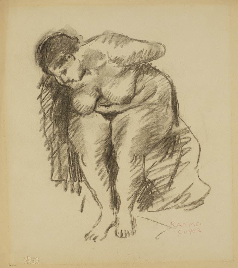 Seated Female Nude, Bending, Hands Behind Back