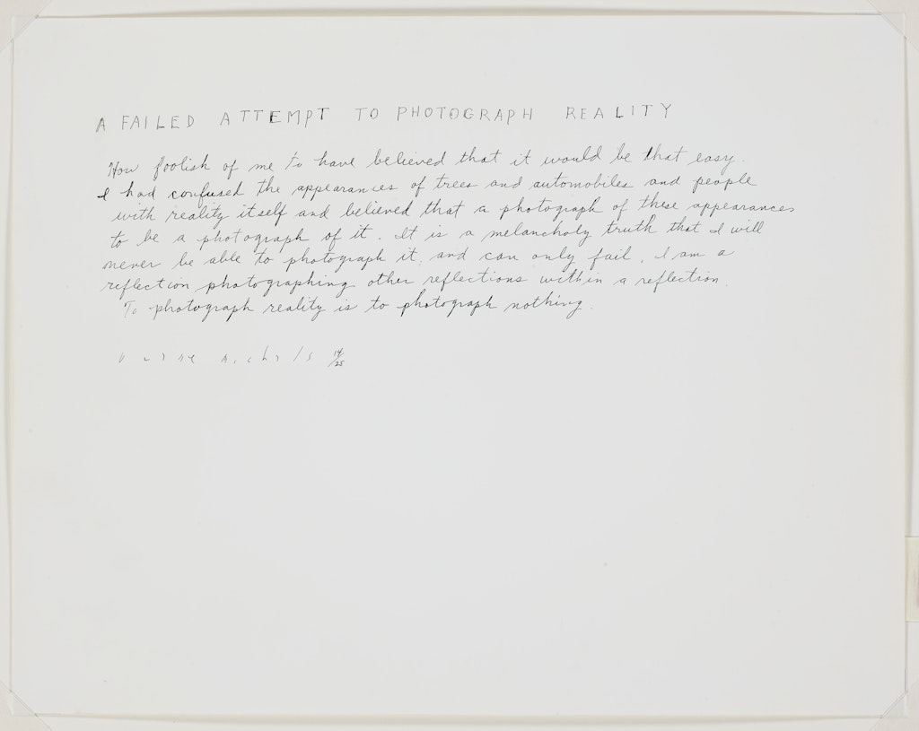 A Failed Attempt to Photograph Reality