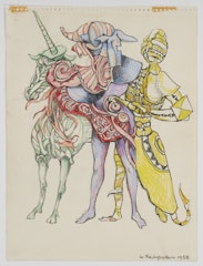 Youth and Old Age sketch for the Menotti ballet: "The Unicorn, The Gorgon, and The Manticore"