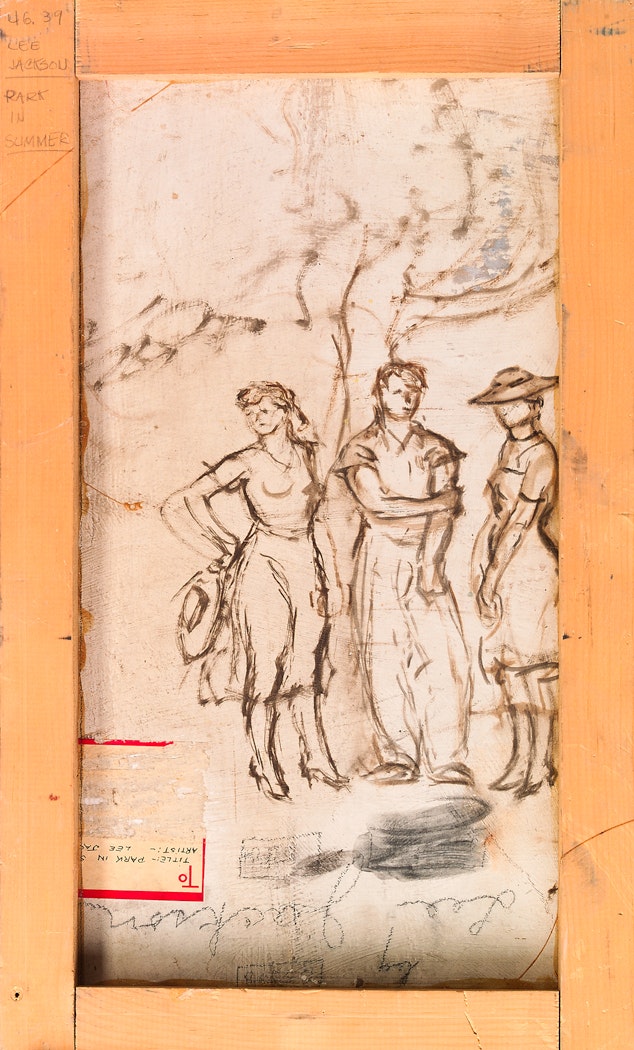 back of painting showing sketch
