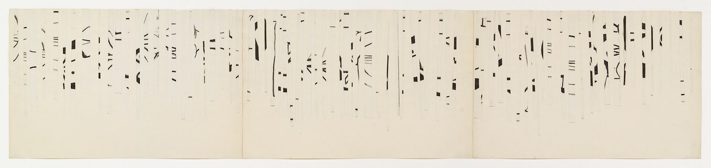 Drawing Cut into Strips and Rearranged by Chance