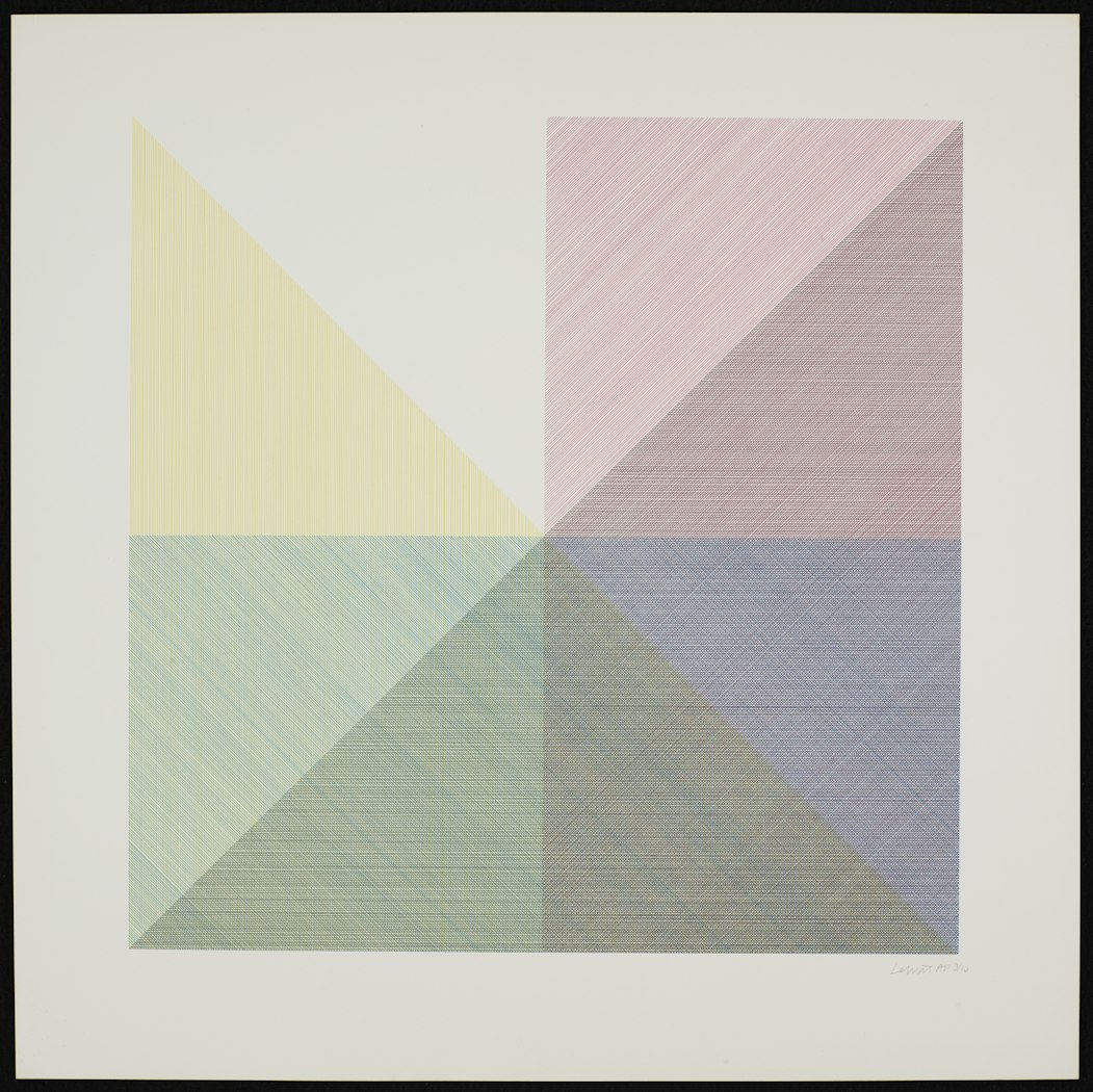Eight Squares with a Different Color in Each Half Square (Divided Horizontally and Vertically)