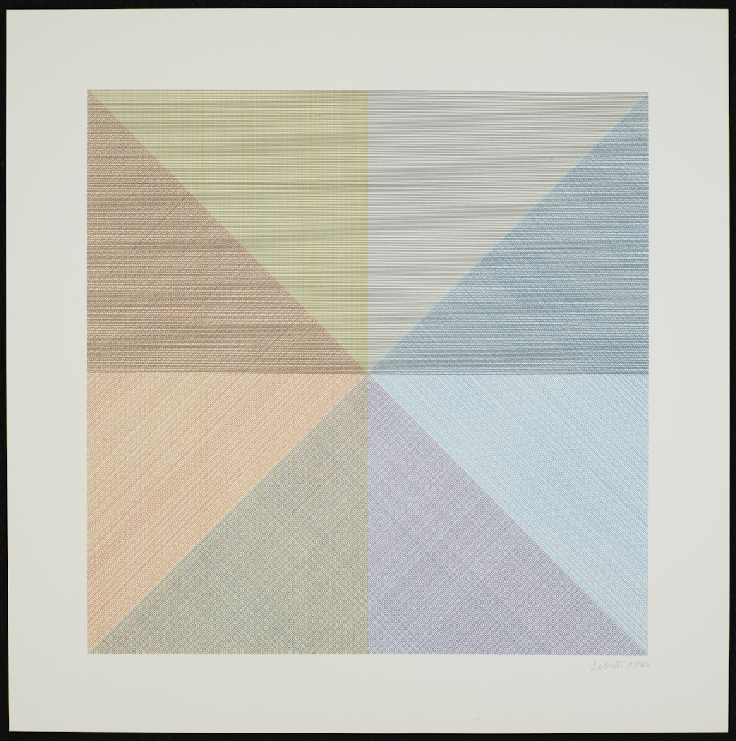 Eight Squares with a Different Color in Each Half Square (Divided Horizontally and Vertically)