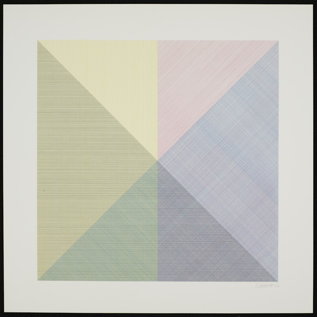 Eight Squares with a Different Color in Each Half Square (Divided Horizontally and Vertically)