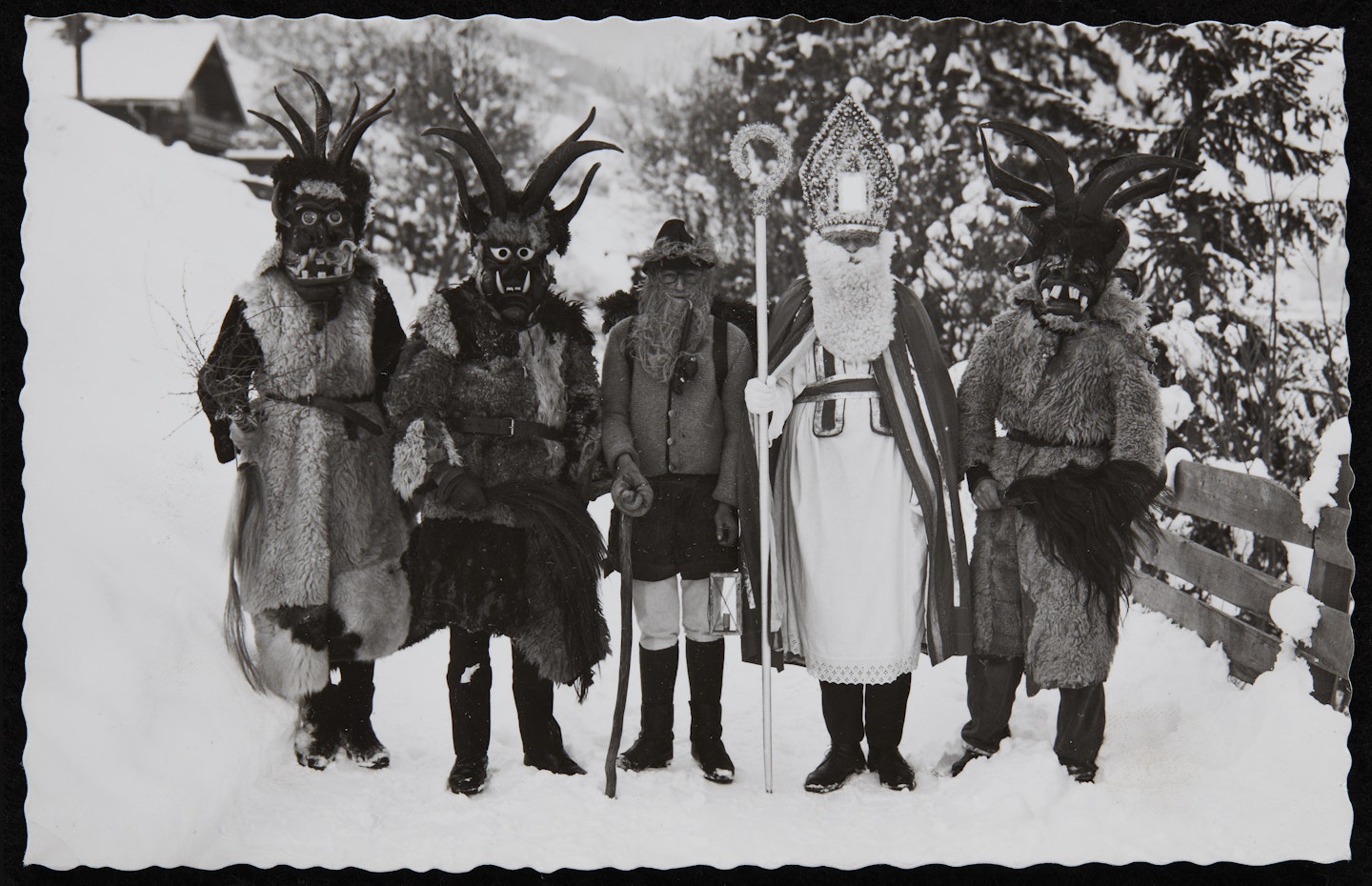 Anonymous photographs of Halloween in America and Krampus and Perchten festivities in Austria from Studies for the films "Spook House" and "Kranky Klaus"