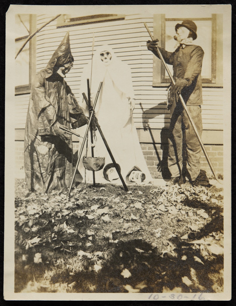 Anonymous photographs of Halloween in America and Krampus and Perchten festivities in Austria from Studies for the films "Spook House" and "Kranky Klaus"