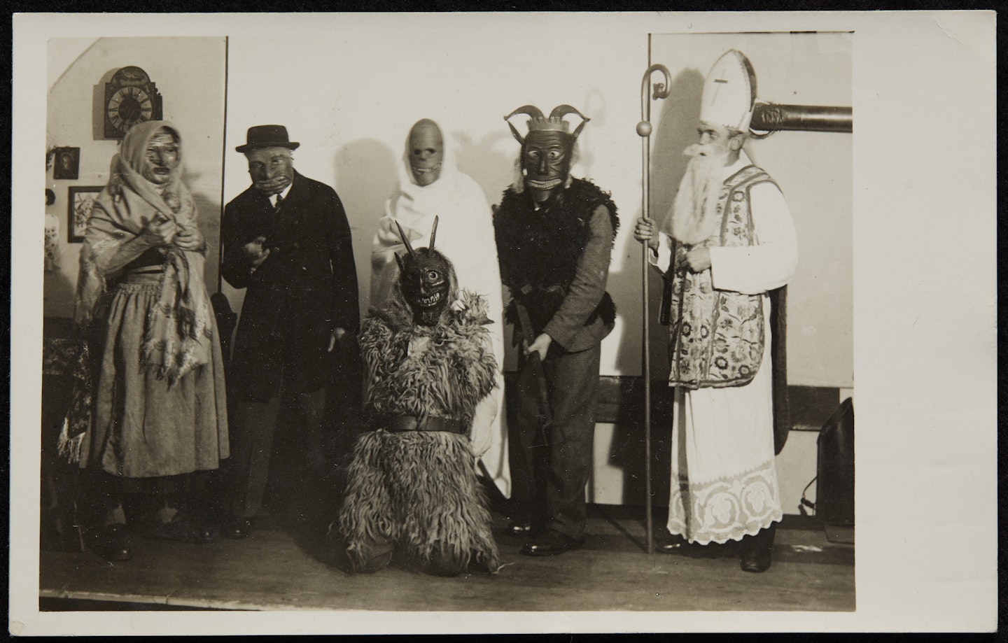 Anonymous photographs of Halloween in America and Krampus and Perchten festivities in Austria from Studies for the films "Spook House" and "Kranky Klaus"
