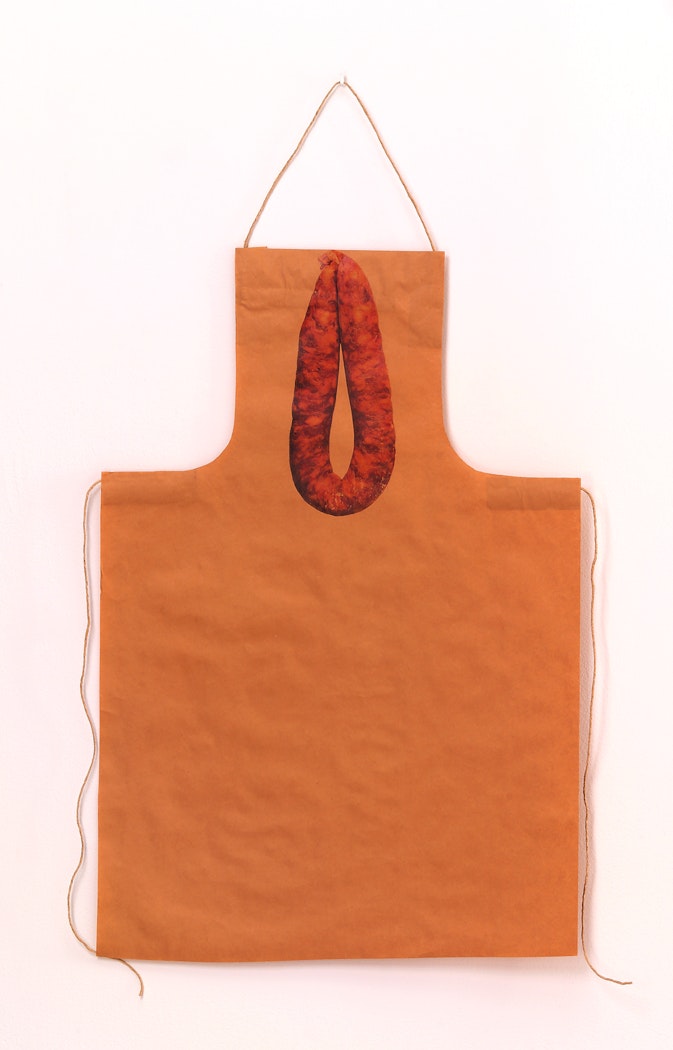 Untitled, 1993 (apron and Thai Pork Sausage)