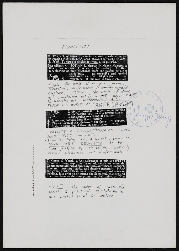 Manifest, Text und Plakat (Manifesto, Text and Poster)