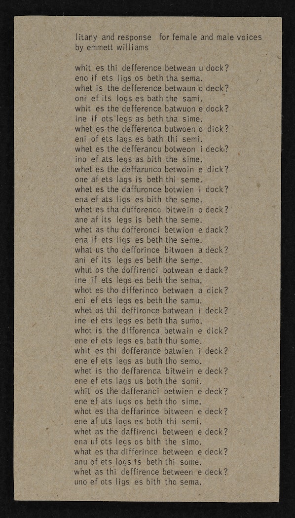 litany and response for female and male voices and litany and response No. 2 for alison knowles