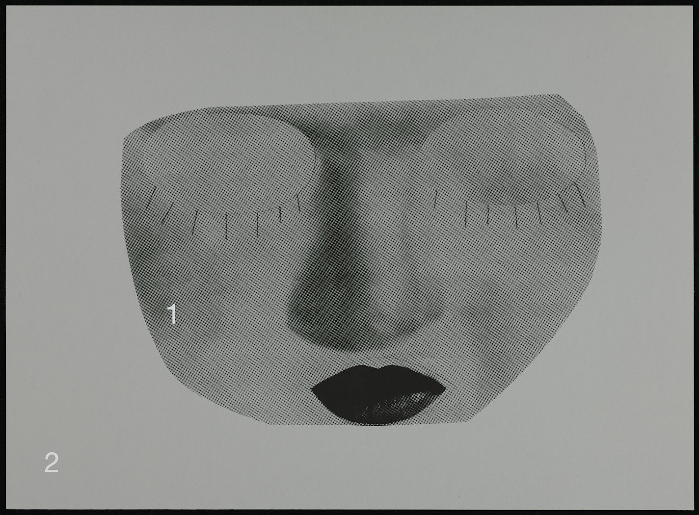 1 costume [Mask 1]2 wood, stain, left eye7 graphitelines for lashes, right eye7 graphite lines for lashesfrom the series costumes, stages and tanks