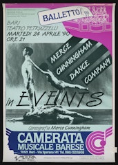 poster for Merce Cunningham Dance Company in EVENTS, Bari Teatro Petruzzelli March 24 - April 19