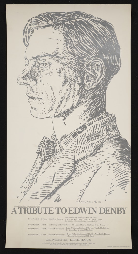 poster for A Tribute to Edwin Denby, St. Mark's Church