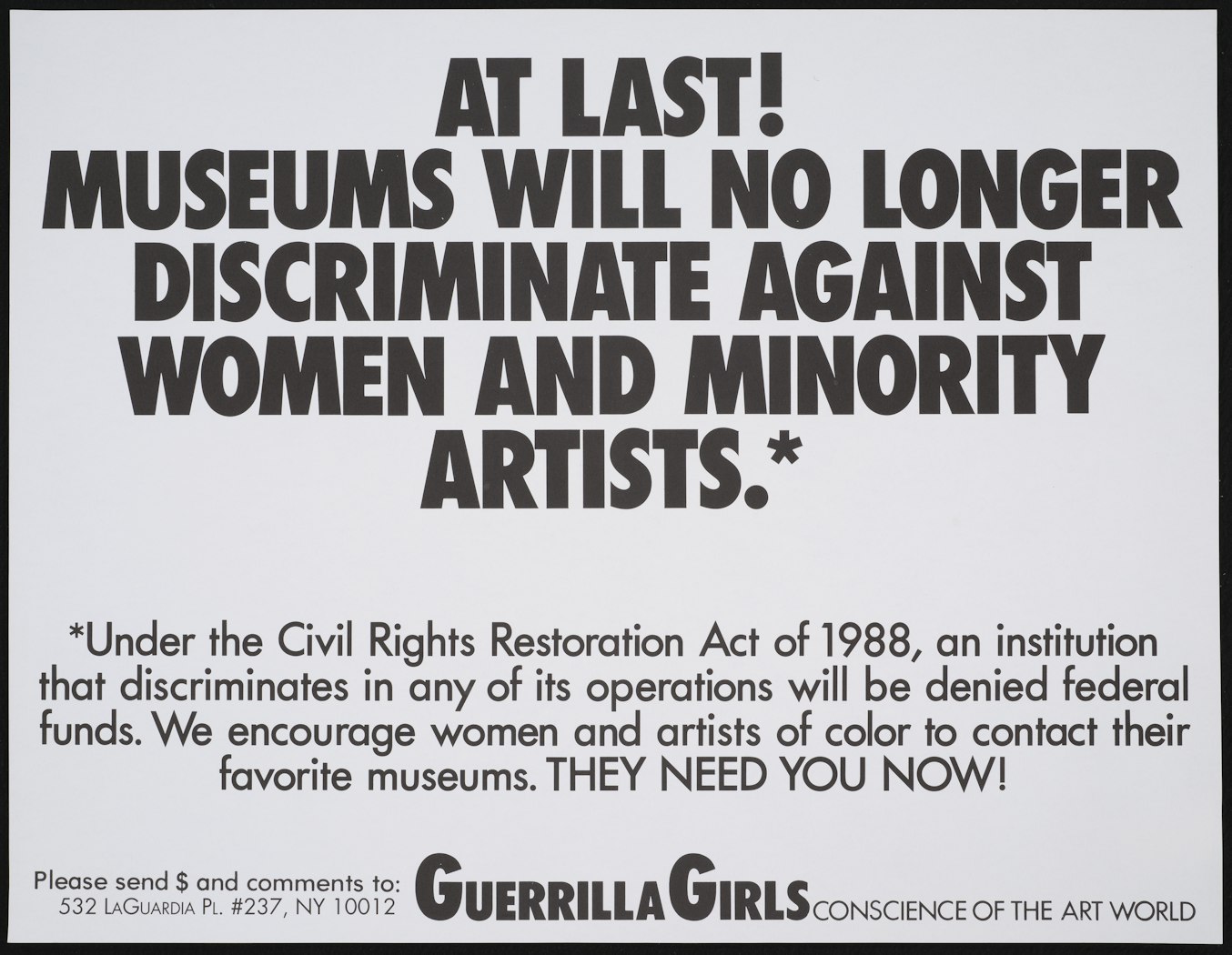 At last: Museums will no longer discriminate . . .