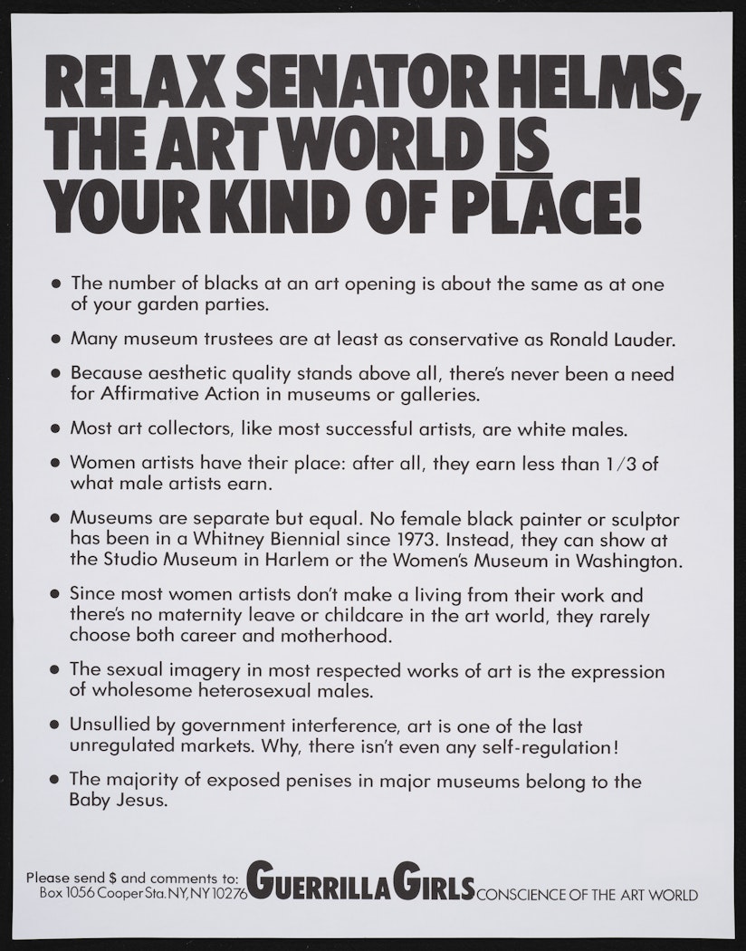 Relax Senator Helms, the art world is your kind of place