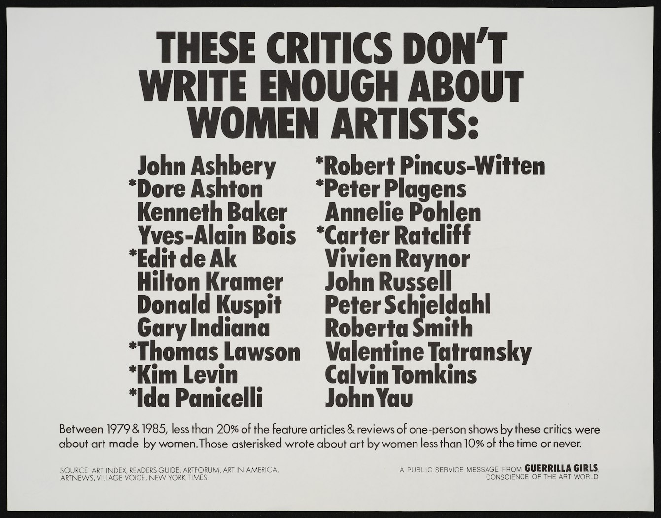 These critics don't write enough about . . .