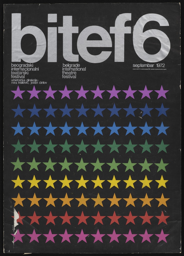 poster for bitef6: Belgrade international theatre festival, September 1972