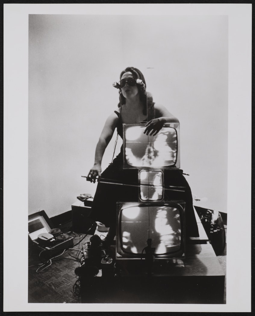 Charlotte Moorman Performing Nam June Paik's "Concerto for TV Cello and Videotapes" 