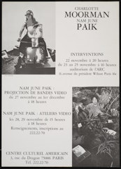 poster for Charlotte Moorman and Nam June Paik: Interventions, ARC, Paris   