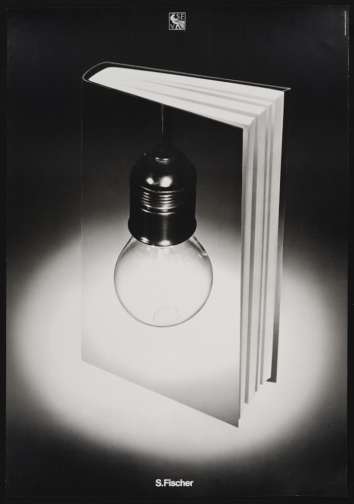 Poster for S. Fischer Publishing House, Image of Book and Bulb