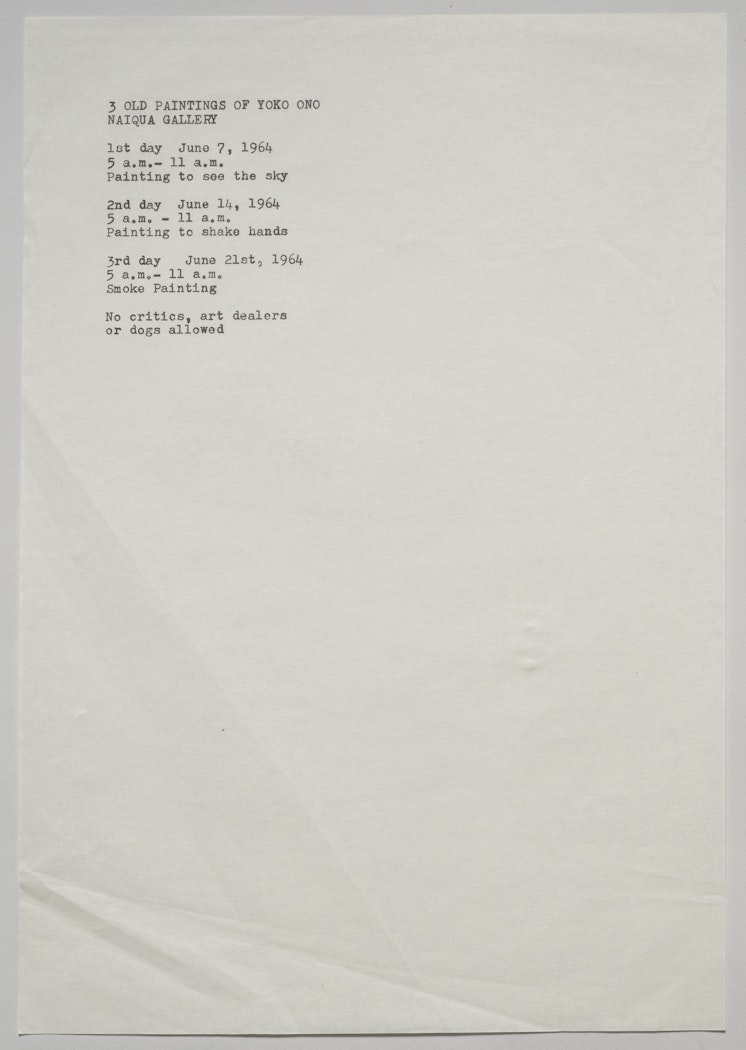 Flyer for Three Old Paintings of Yoko Ono, Naiqua Gallery, Tokyo