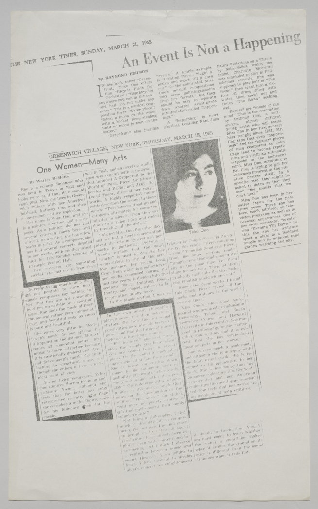 Promotional handout for The Stone or Works by Yoko Ono