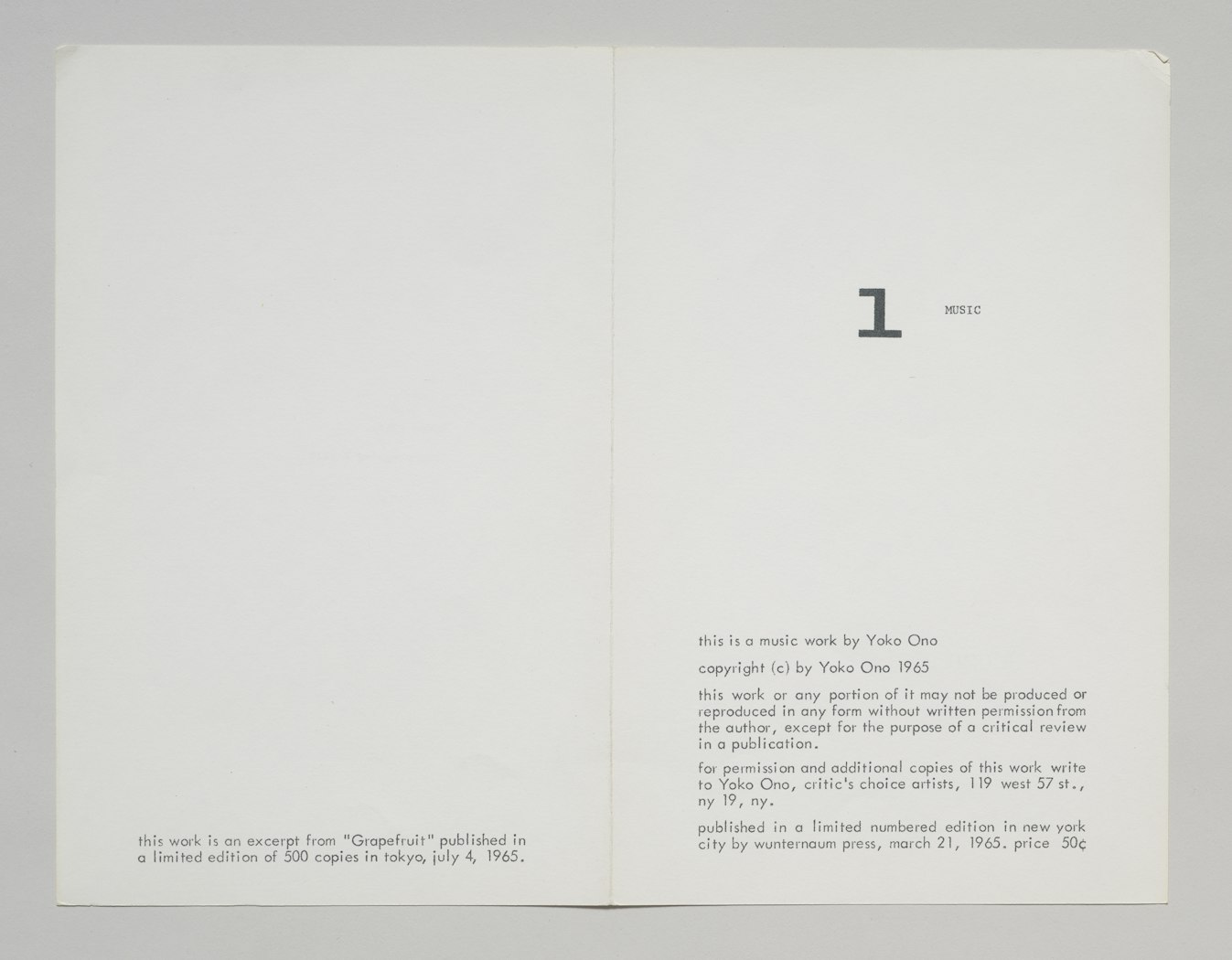 Promotional sheet for Grapefruit with score for Cough Piece 