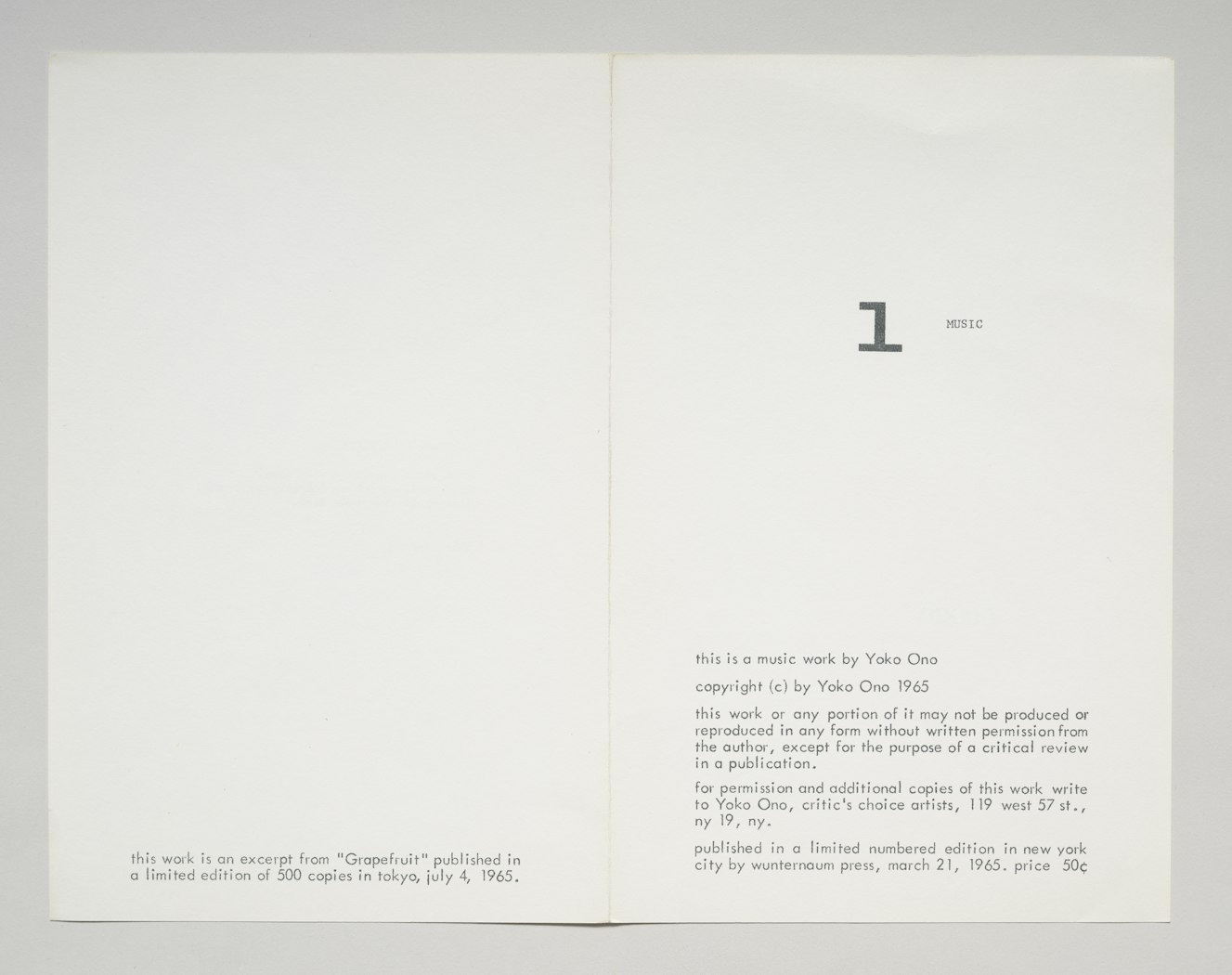 Promotional sheet for Grapefruit with score for Hide-and-Seek Piece