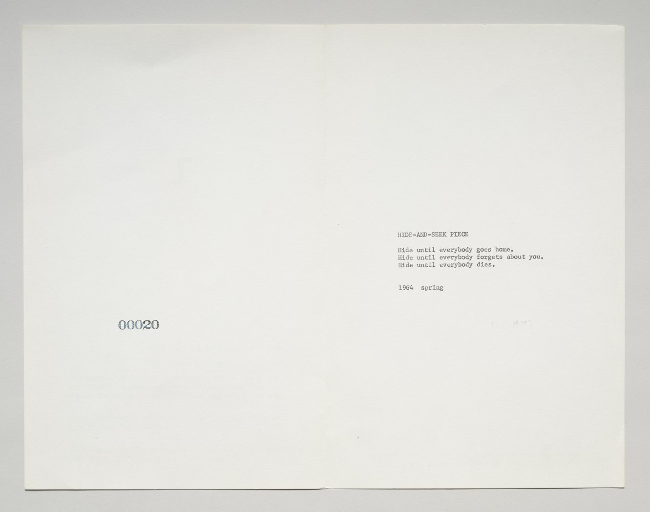 Promotional sheet for Grapefruit with score for Hide-and-Seek Piece