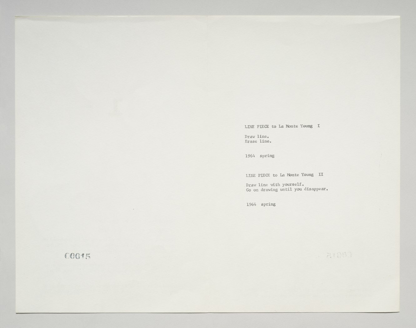 Promotional sheet for Grapefruit with scores for Line Piece to La Monte Young I & II 