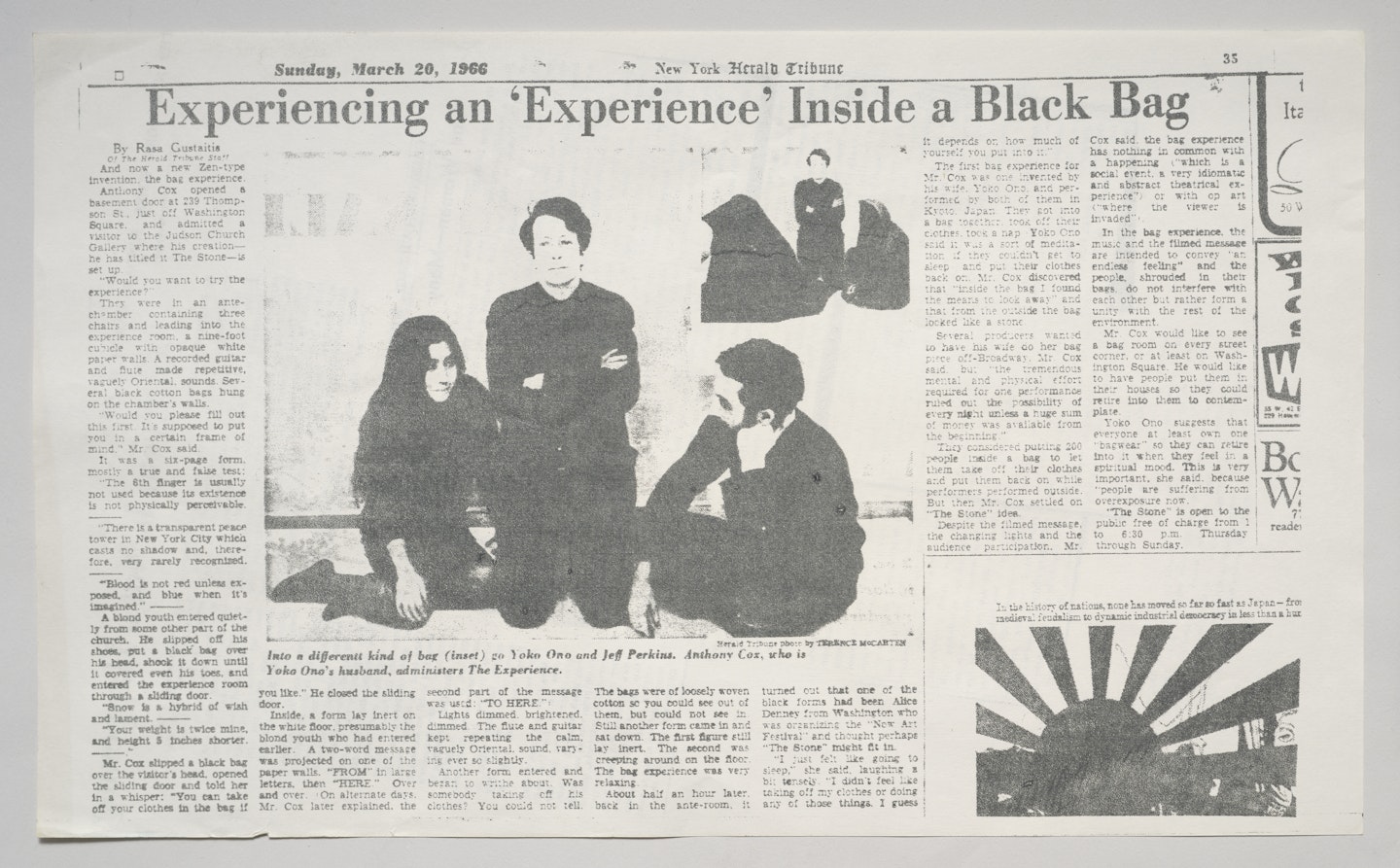 Promotional handout for The Stone or Works by Yoko Ono