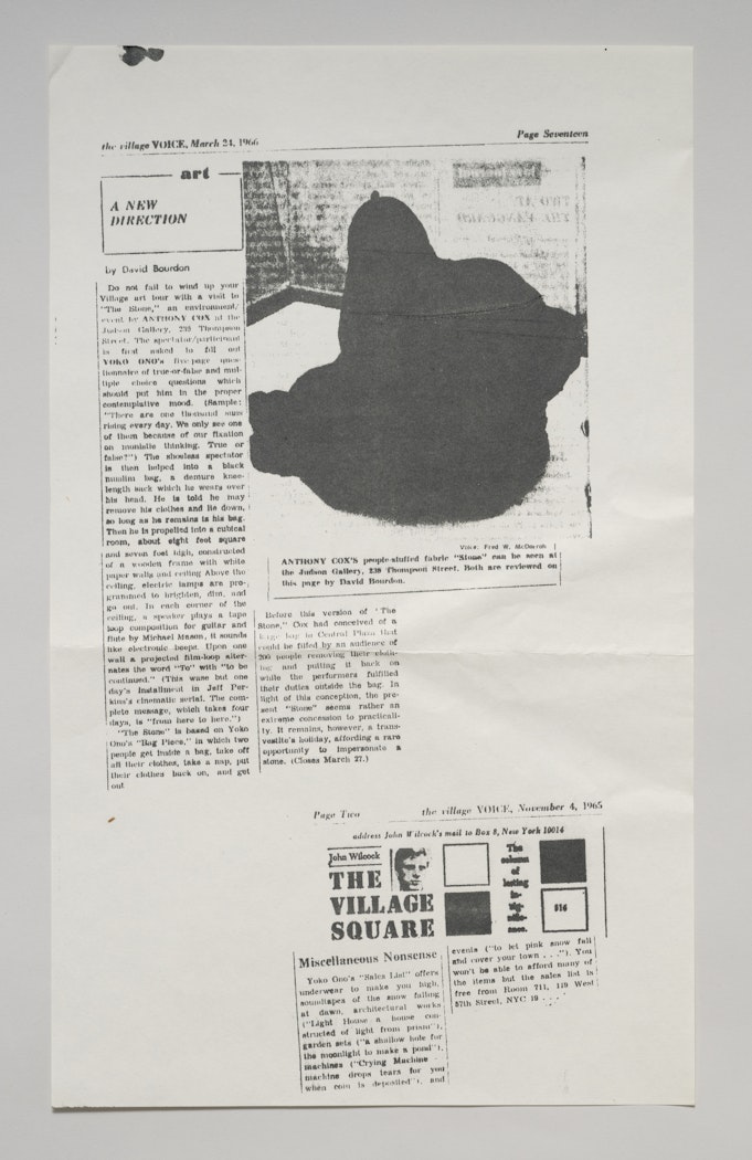Promotional handout for The Stone or Works by Yoko Ono