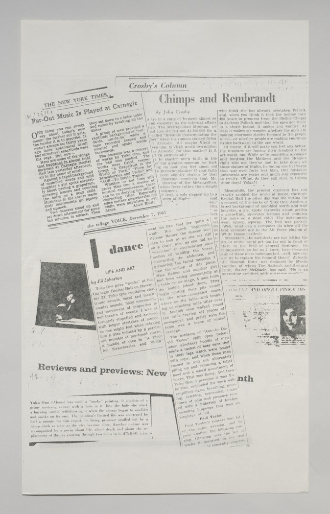 Promotional handout for The Stone or Works by Yoko Ono