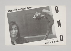 Announcement card/program for Works by Yoko Ono, Carnegie Recital Hall, New York