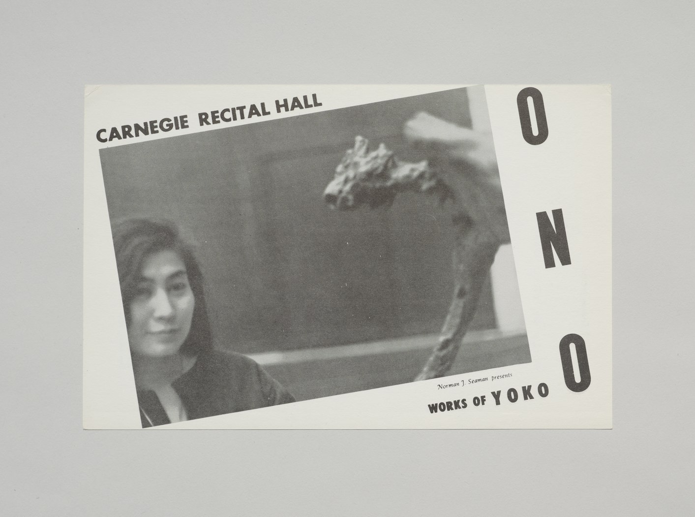 Announcement card/program for Works by Yoko Ono, Carnegie Recital Hall, New York