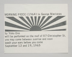 Flyer for Morning Piece (1964) to George Maciunas, September 12 & 19, 1965, New York