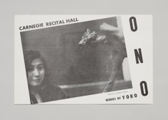 Announcement card/program for Works by Yoko Ono, Carnegie Recital Hall, New York