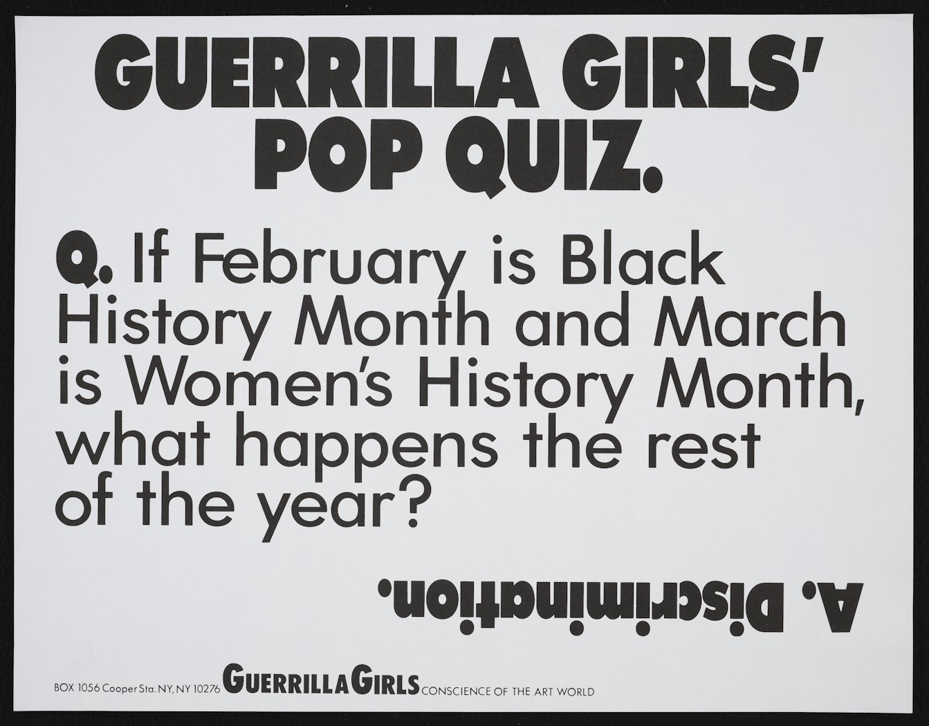 Pop Quiz: If February is Black History month and March