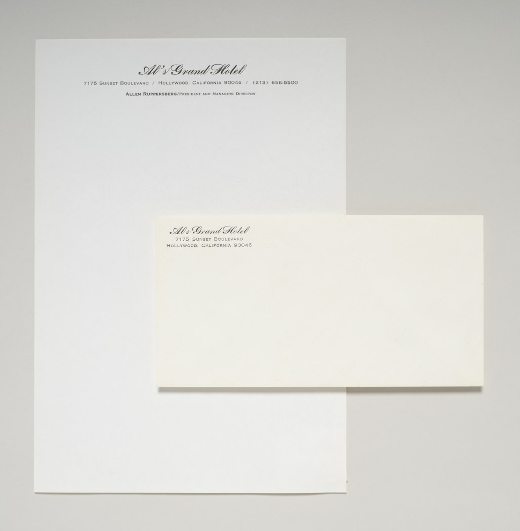 stationery for Al's Grand Hotel