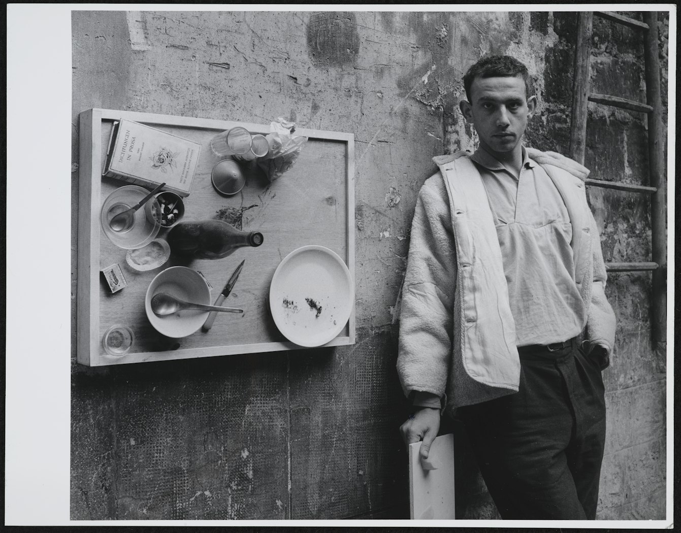 Daniel Spoerri portrait, Hotel Carcassonne, rue Mouffetard, Paris