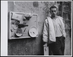 Daniel Spoerri portrait, Hotel Carcassonne, rue Mouffetard, Paris