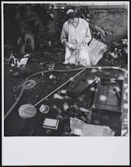 Niki de Saint Phalle working, artist's studio, Impasse Ronsin, Paris