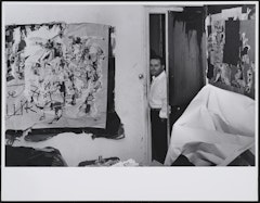 Raymond Hains portrait, artist's studio, 26 rue Delambre, Paris