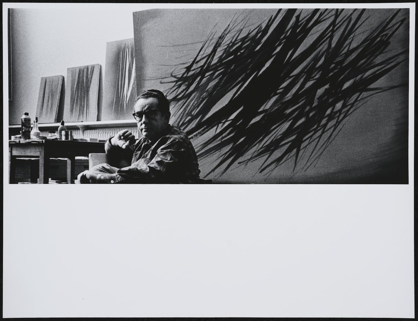 Hans Hartung portrait, artist's studio, unidentified location