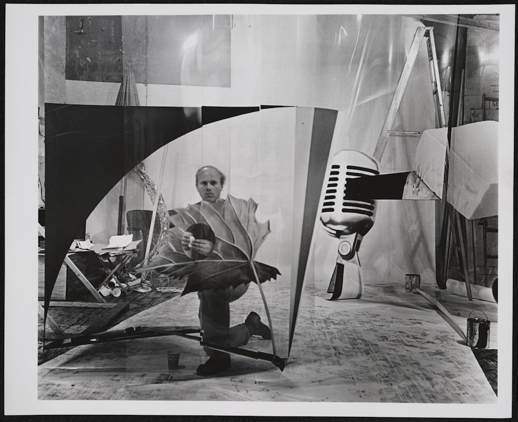 James Rosenquist working, artist's studio, NY