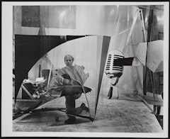 James Rosenquist working, artist's studio, NY