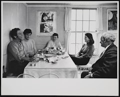 Robert Rauschenberg at Tanya Grosman's studio, Universal Limited Art Editions (ULAE), West Islip, L.I.