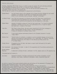 Press release for Fluxorchestra at Carnegie Recital Hall, New York