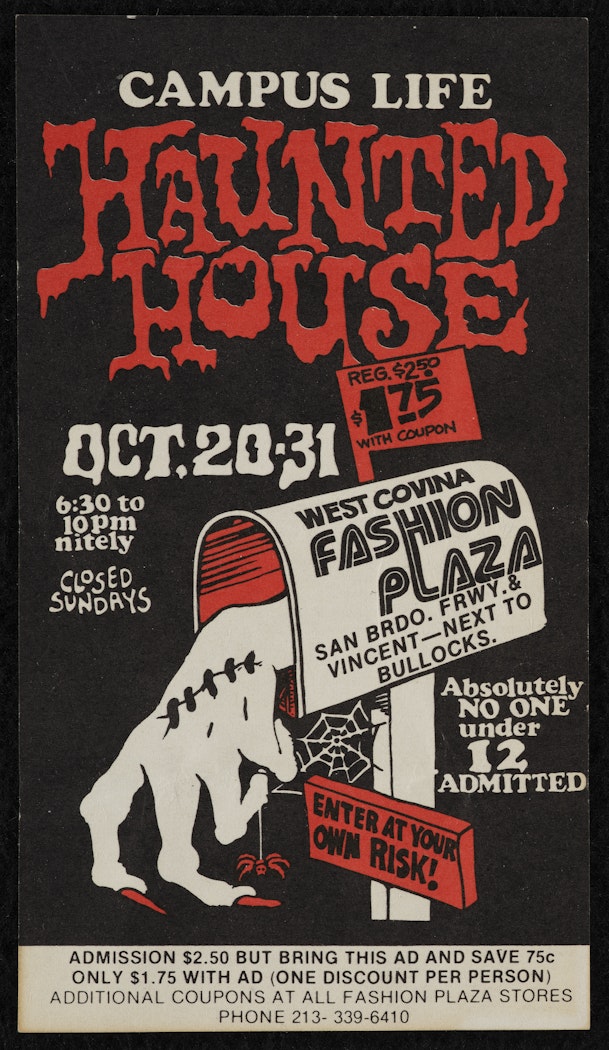 found spook house fliers from Southern California and Detroit, Michigan from Studies for the film "Spook House"