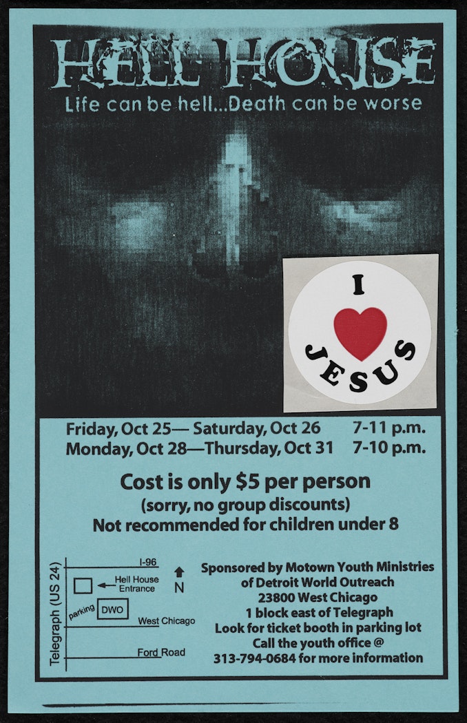 found spook house fliers from Southern California and Detroit, Michigan from Studies for the film "Spook House"